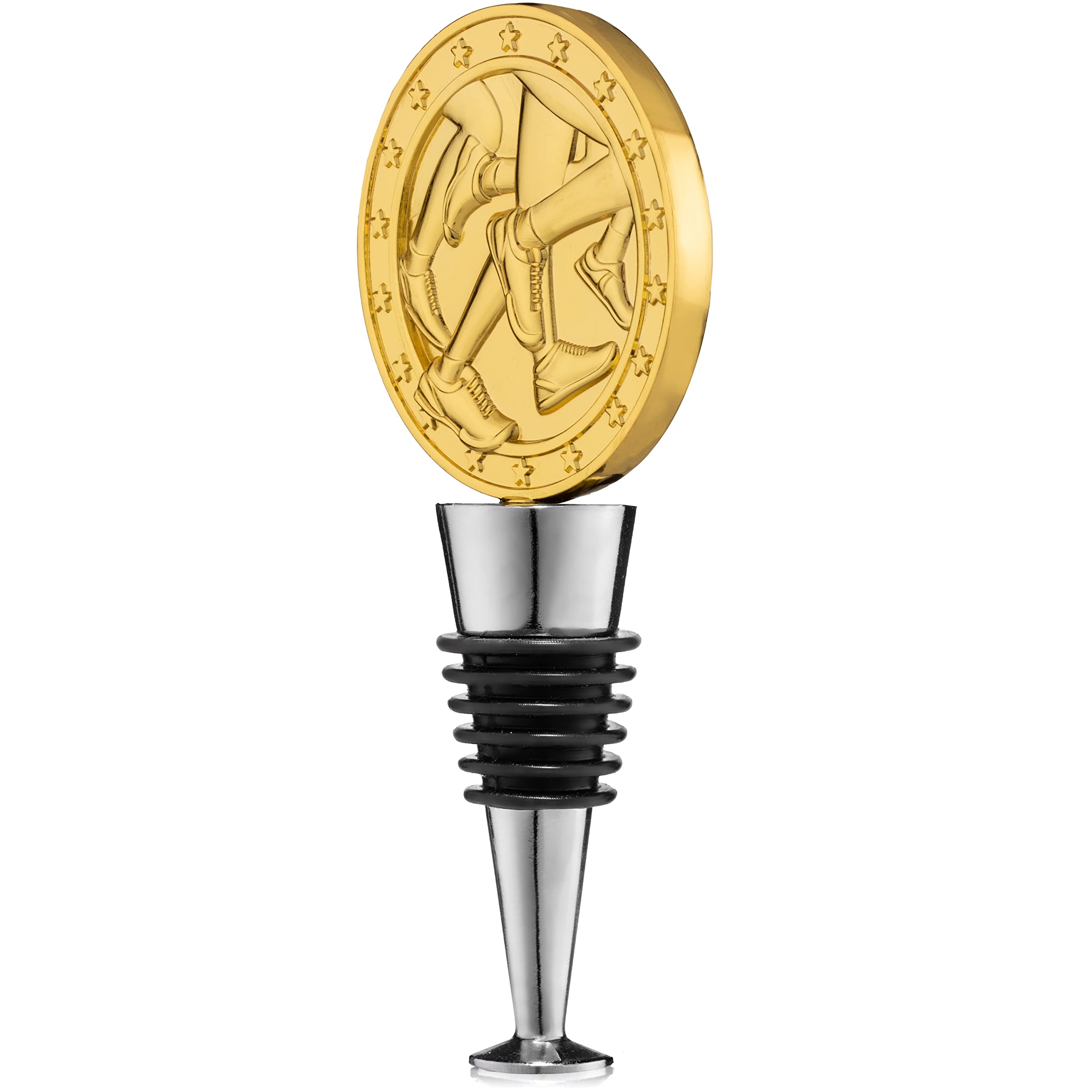 Wine Stopper Gold – Premium Gold-Medal Shaped Wine Bottle Stopper for Family and Friends – Unique Bottle Stopper Present for Runners and Athletes – Practical and Durable -Easy to Use