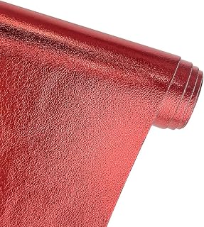 ONEART | Metallic Red Soft Faux Leather Fabric, 0.9 mm Lambskin Synthetic Pleather for Handbag Wallets Hair Bows Crafts