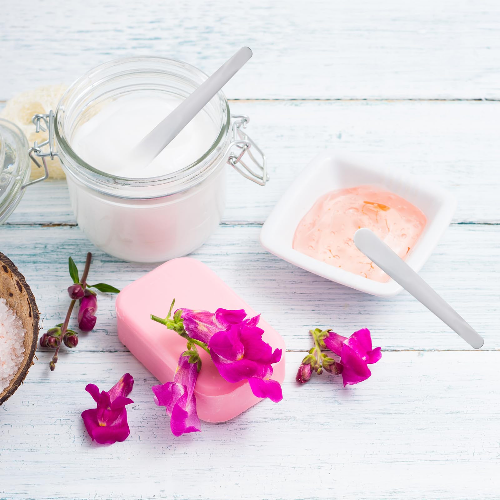 Spatola Cosmetica, Spatola per Crema Viso da 100 conteggi, spatola plastica Trucco, tavolozza per Crema Viso, Mini spatola, Adatta per miscelare e campionare lozione idratante