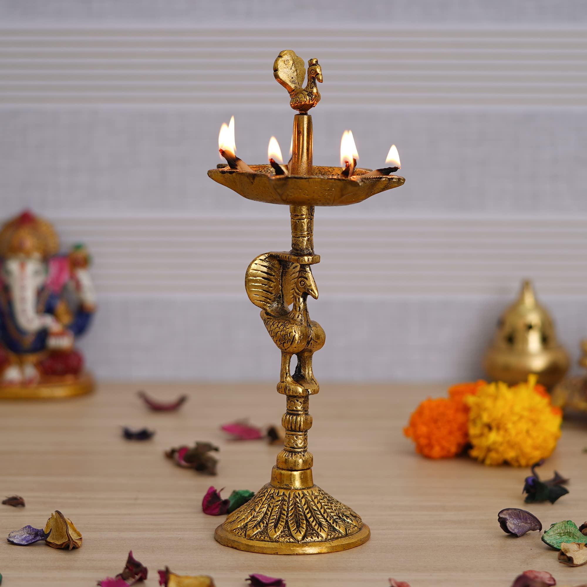 Buy Pure Source India Set of 2 Brass Akhand Jyoti Diya - 3.75 Inch Size - Traditional Oil Lamps for Pooja and Décor Online at Low Prices in India