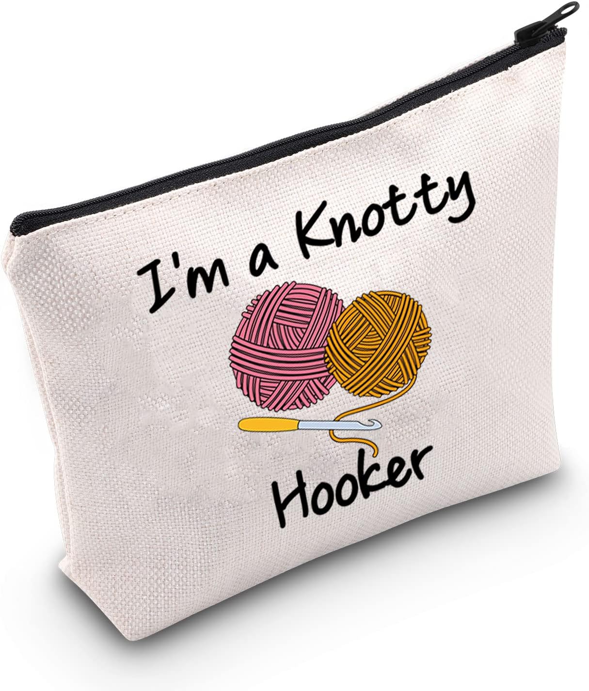 MNIGIU Yarn Crocheter Gift Funny Crochet Cosmetic Bag Crocheting Bag I'm A Knotty Hooker Knitter Gift