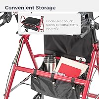 Vista 5 de Drive Medical Aluminum Rollator Walker Fold Up and Removable Back Support, Padded Seat, 6" Wheels, Red