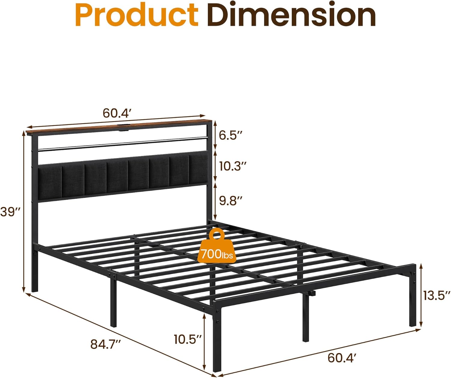Dimensiunile cadrului patului Queen RoyalCraft ZBBD003
