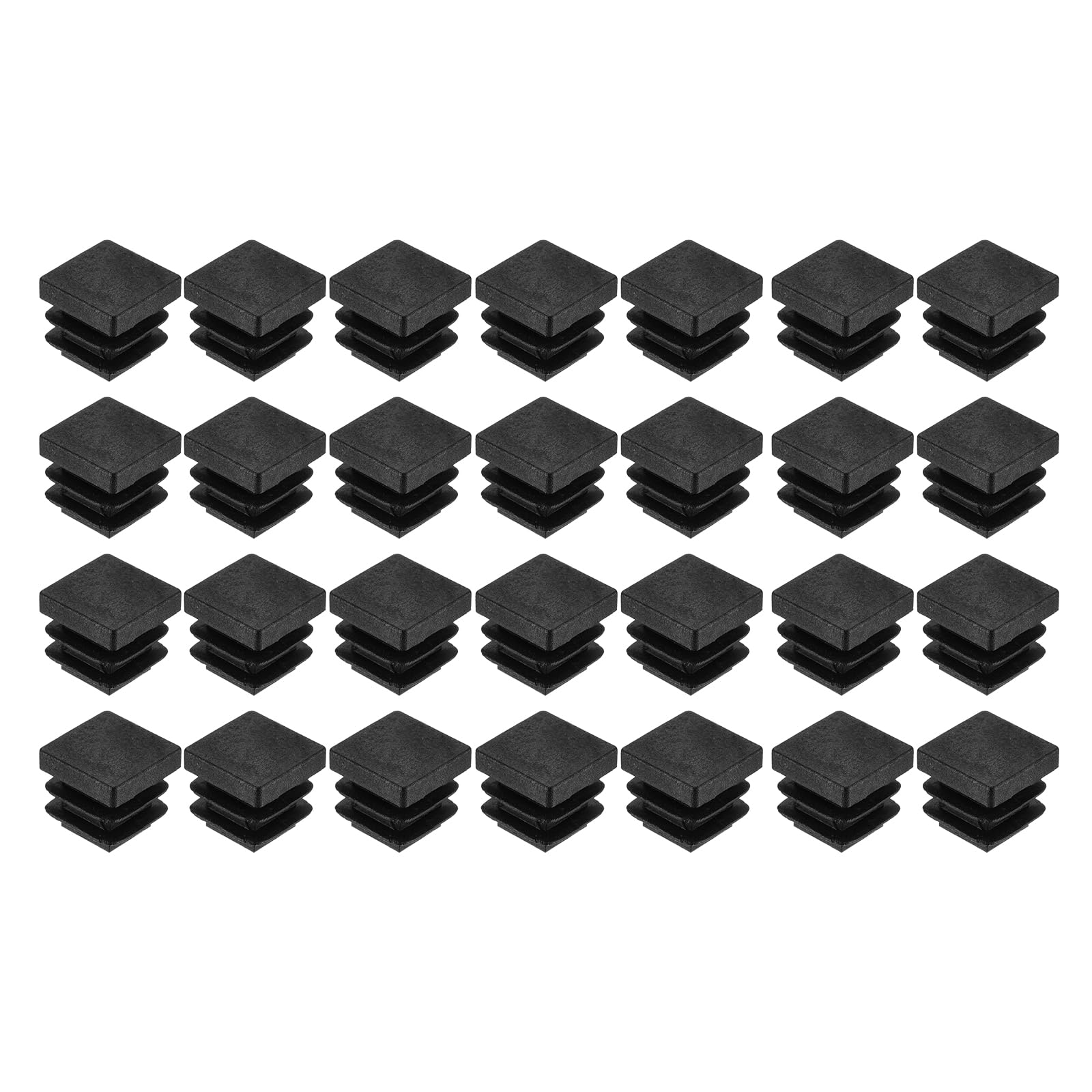 uxcell 28Pcs Square Plastic Plugs, 15.5 x 15.5mm/0.61 x 0.61inch PE Pipe Tubing End Caps for 11-13mm/0.43-0.51inch Square Tube Furniture Chair Leg, Black
