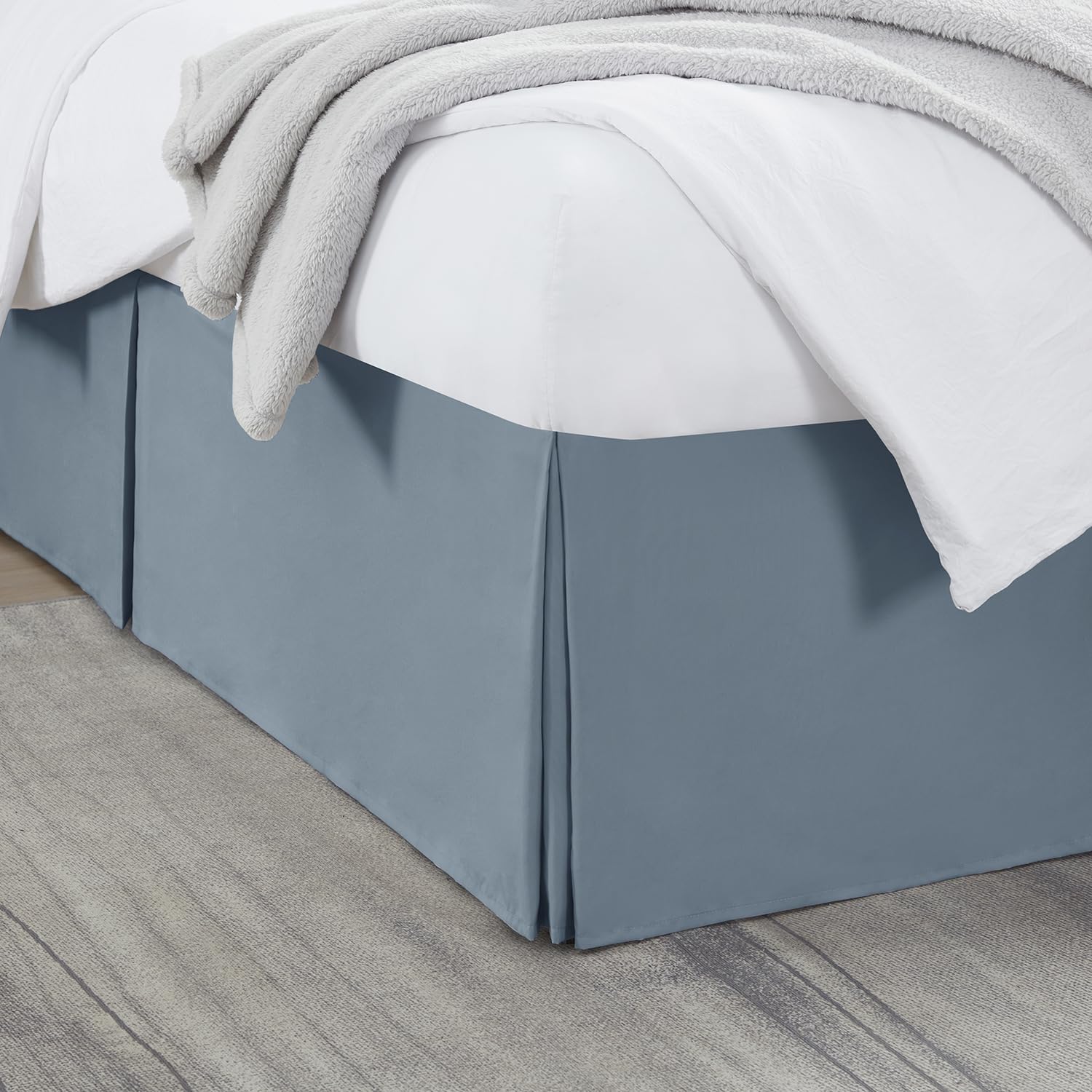 Nestl Stone Blue Full Bed Skirt - Full Size Bed Skirt 14 Inch Drop - Brushed Microfiber Bed Skirts - Hotel Quality Pleated Bed Skirt - Shrinkage &amp; Fade Resistant