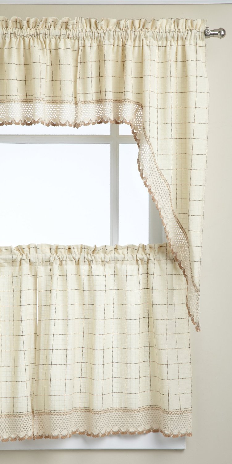 Lorraine Home Fashions Adirondack Tier Curtain Pair, 60 by 24-Inch, Toast