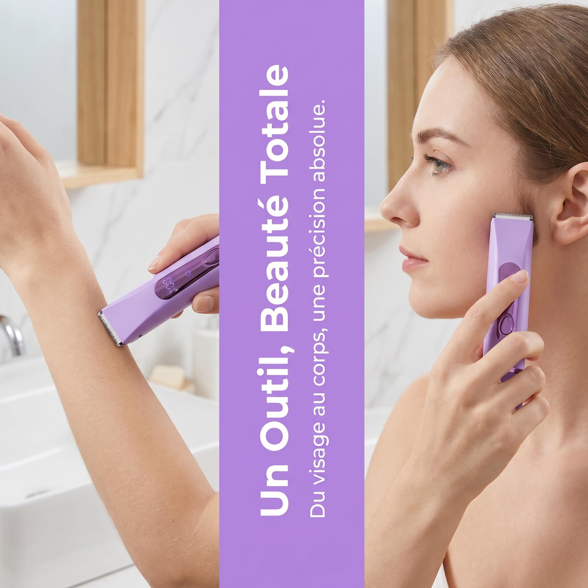 Tondeuse Électrique Femme, 4-en-1 Épilateur et Tondeuse Corps – Rasoir Rechargeable sans Fil, Utilisation Sèche et Humide, Épilation Douce pour Maillot, Aisselles, Jambes, Bras