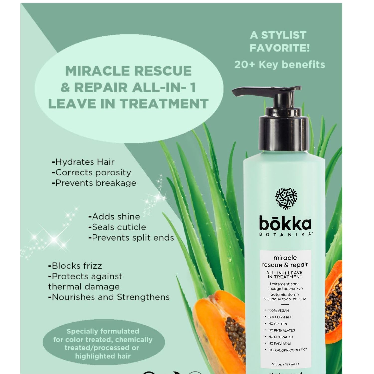 Bokka Botanika Plant-Powered Color Care All-in-1 Leave-In Treatment 6 oz