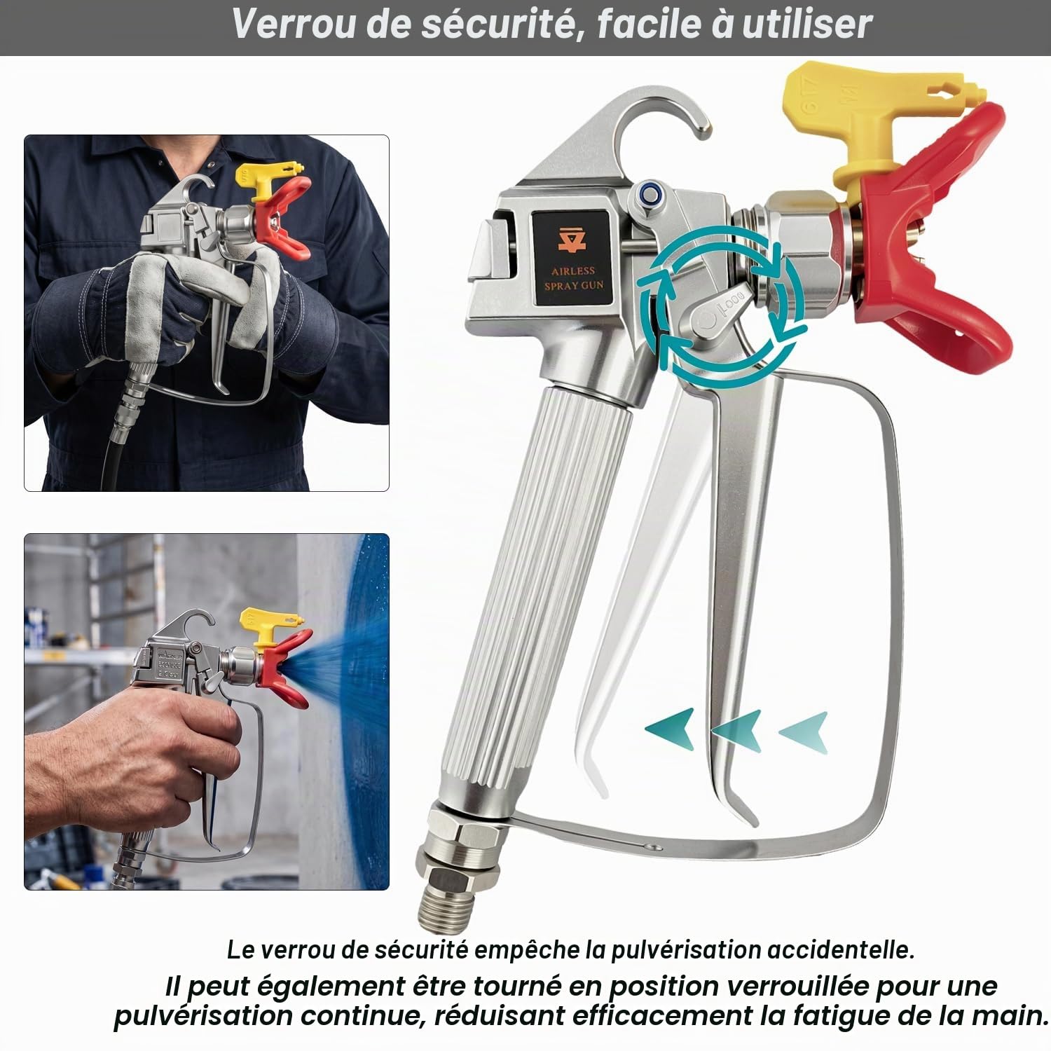 Kit de Pistolet a Peinture Airless Haute Pression 3600 PSI Airless Pistolet de Peinture 215/315/417/517/623 Buse Pulvérisateur et 5 Filtres Joints Rotatifs pour Machines