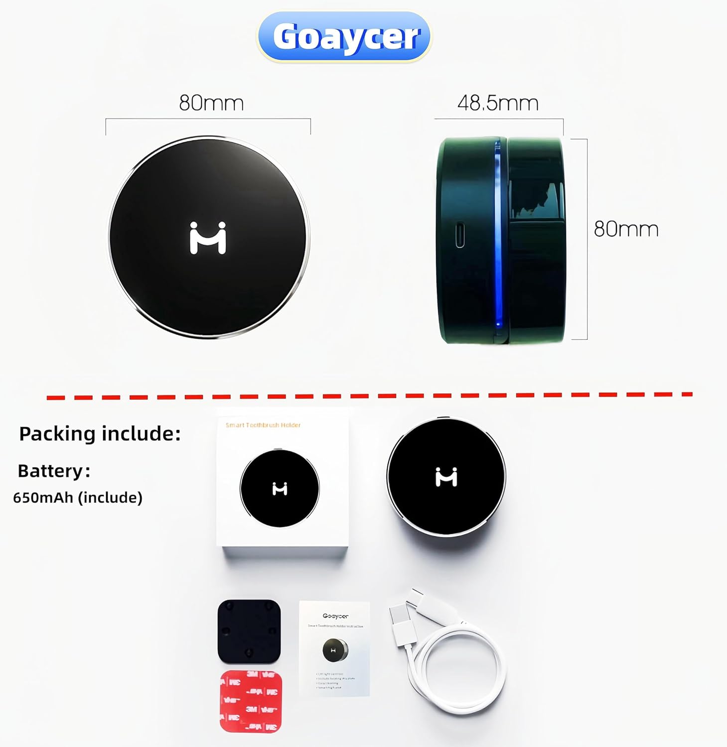 Toothbrush Holders for Bathroom,Smart Toothbrush Cleaner with Heat Dryer, Rechargeable Toothbrush Covers - Image 6