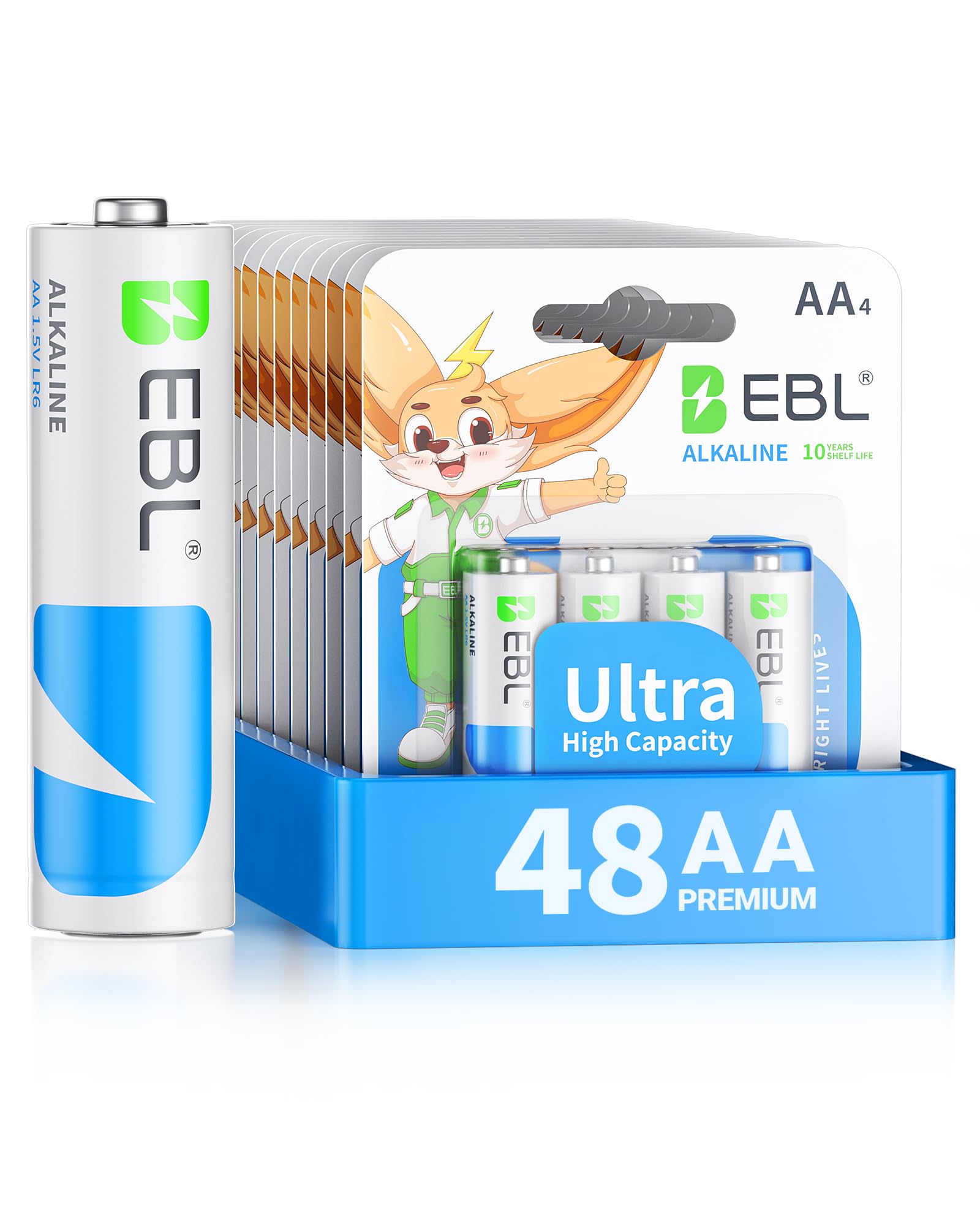 EBL AA Batteries 48 Pack Alkaline Double A Batteries Ultra Long-Lasting