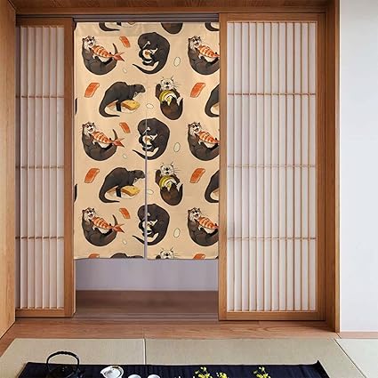Amazon のれん ドアカーテン 暖簾 カワウソと寿司 玄関カーテン ロングカーテン 間仕切り タペストリー 簡単取付 開運のれん 壁掛け布 風水 おしゃれ 遮光 インテリア雑貨 飾り 開店祝い 四季兼用 21年最高の贈り物 のれん オンライン通販