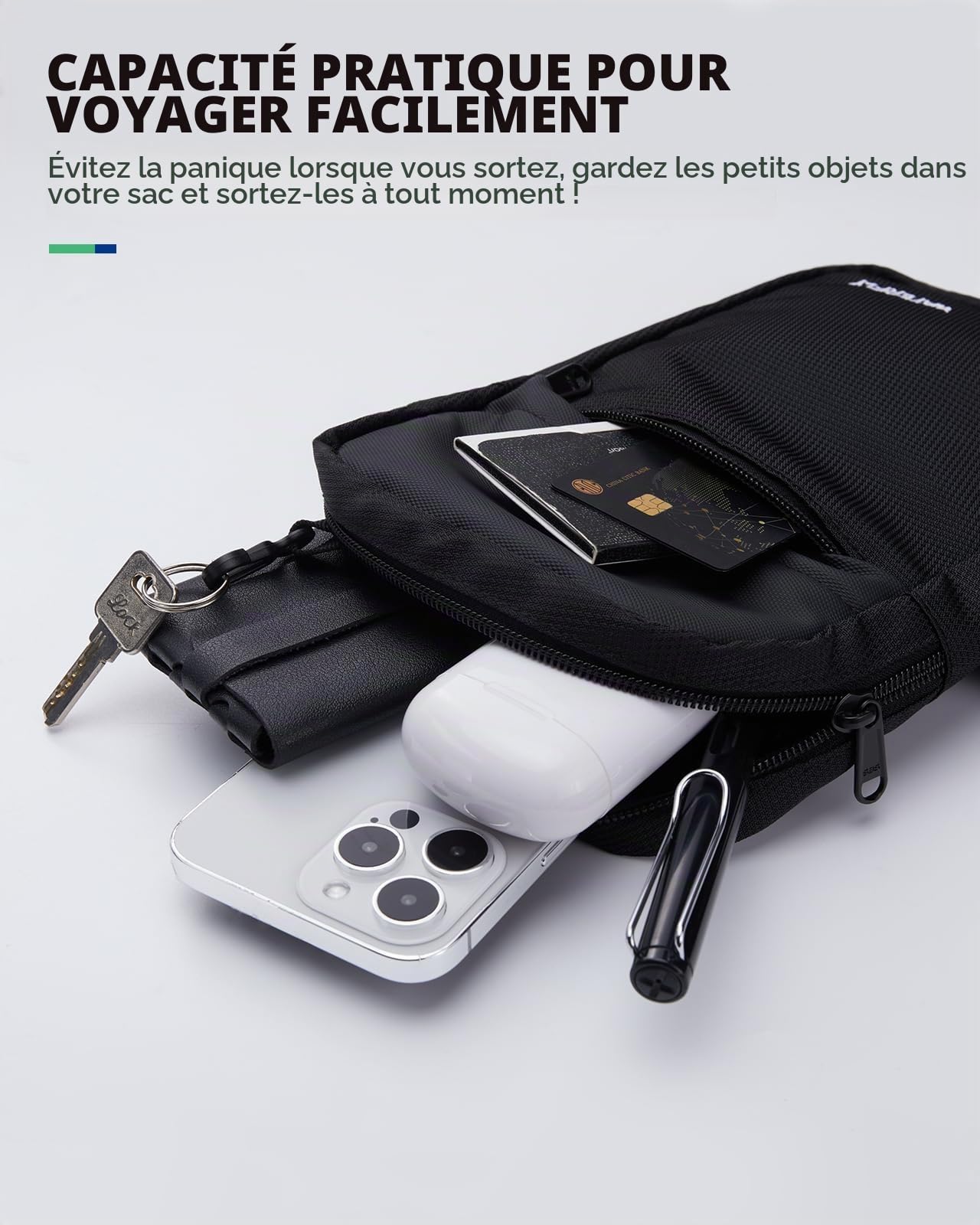 Waterfly Sac de Poitrine Homme: Petit Sac à Bandoulière Léger Crossbody Backpack Pochette Telephone Portable Sling Bag pour Voyage Sports de Plein Air Homme et Femme
