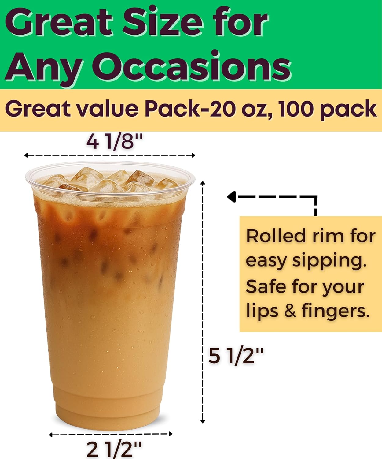 Aatriet 100 Pack 20 oz Clear Plastic Cups, 20oz Clear Disposable Punch Cups Wine Glasses, Sturdy Recylable Drinking Cup for Wedding Party, Cocktail Cup, Plastic Tumblers for Cold Drinks - Image 2