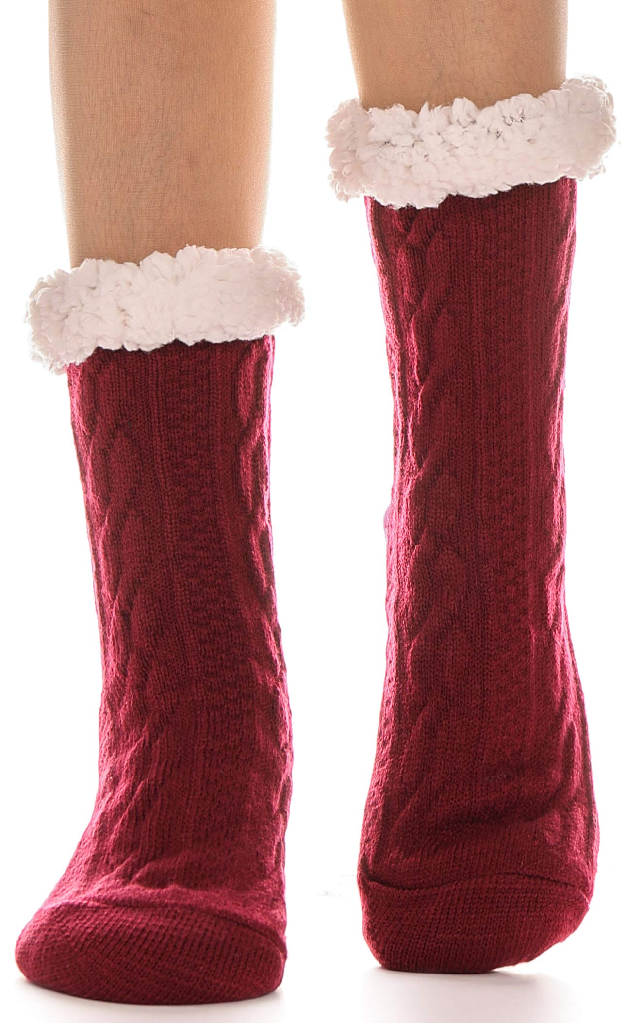 ANTSANG Mujeres Zapatillas Calcetines Peludo Acogedoras Invierno Vellón Suave Caliente Cómodo Grueso Navidad Agarres Inicio Calcetines