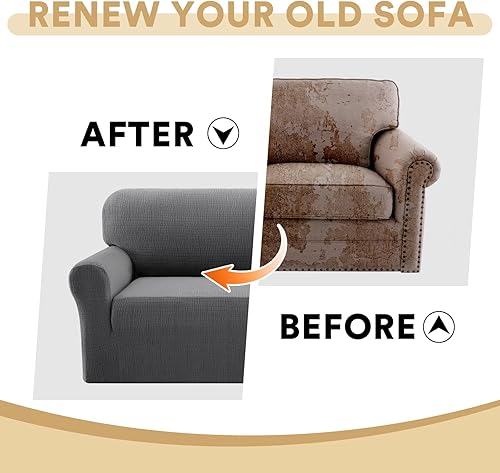 Miniatura 6 de PrinceDeco Funda de sofá impermeable para sofás y sofás, 1 funda elástica de jacquard para sofá, a prueba de fugas, protector de muebles para