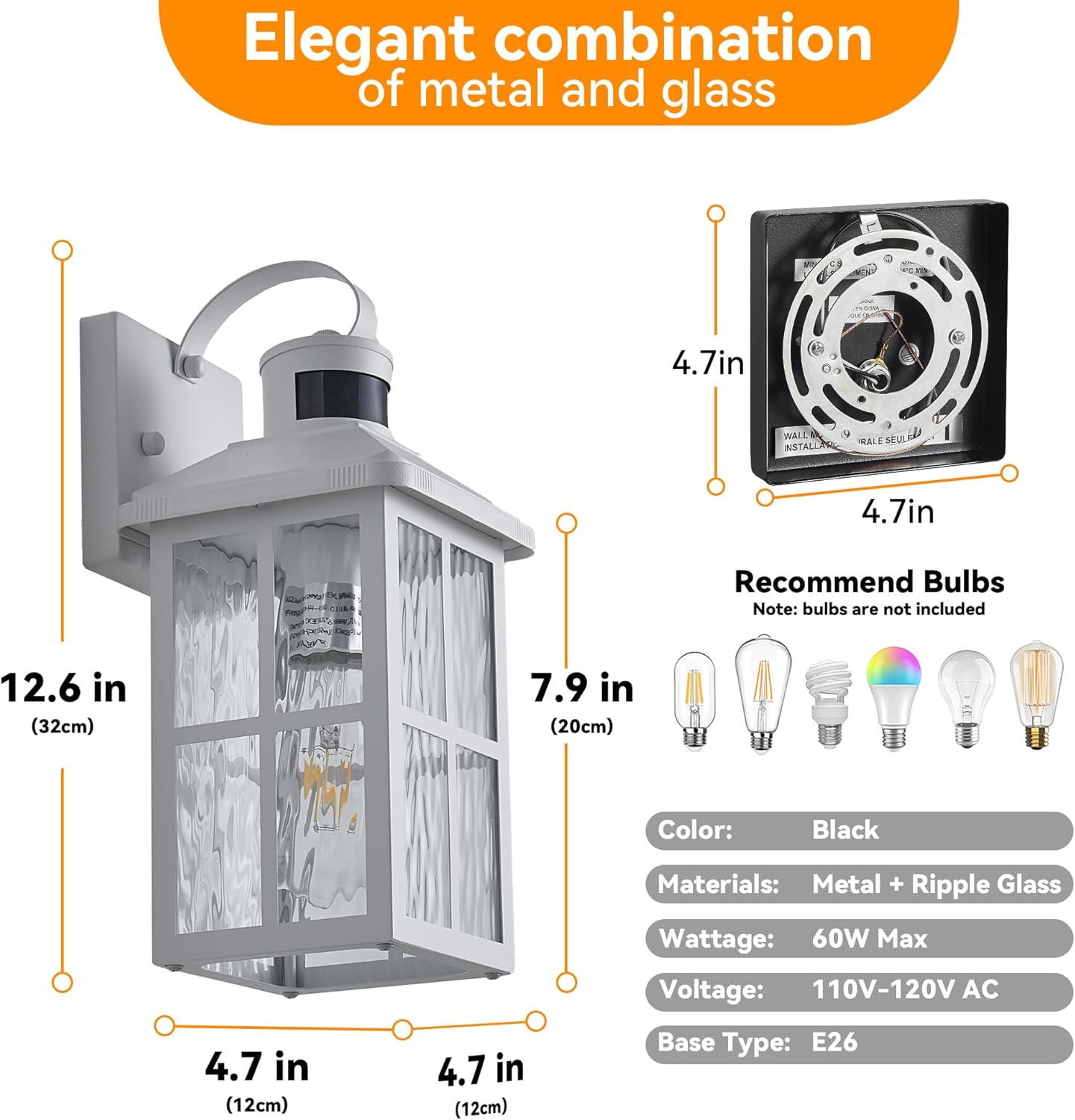 Motion Sensor Porch Lights Outdoor with Remote, Dusk-to-Dawn Exterior Lighting Fixtures 4 Modes & Weatherproof Outdoor Wall Lights - Ideal for Porch, Patio, Entryway, Garage