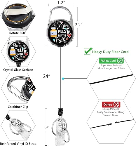 Miniatura 89 de Funny Chicken Badge Holder with Retractable Reel ID Card Badge Case with Carabiner Clip Heavy Duty Vertical Card Name Tag Badge Protector Cover for