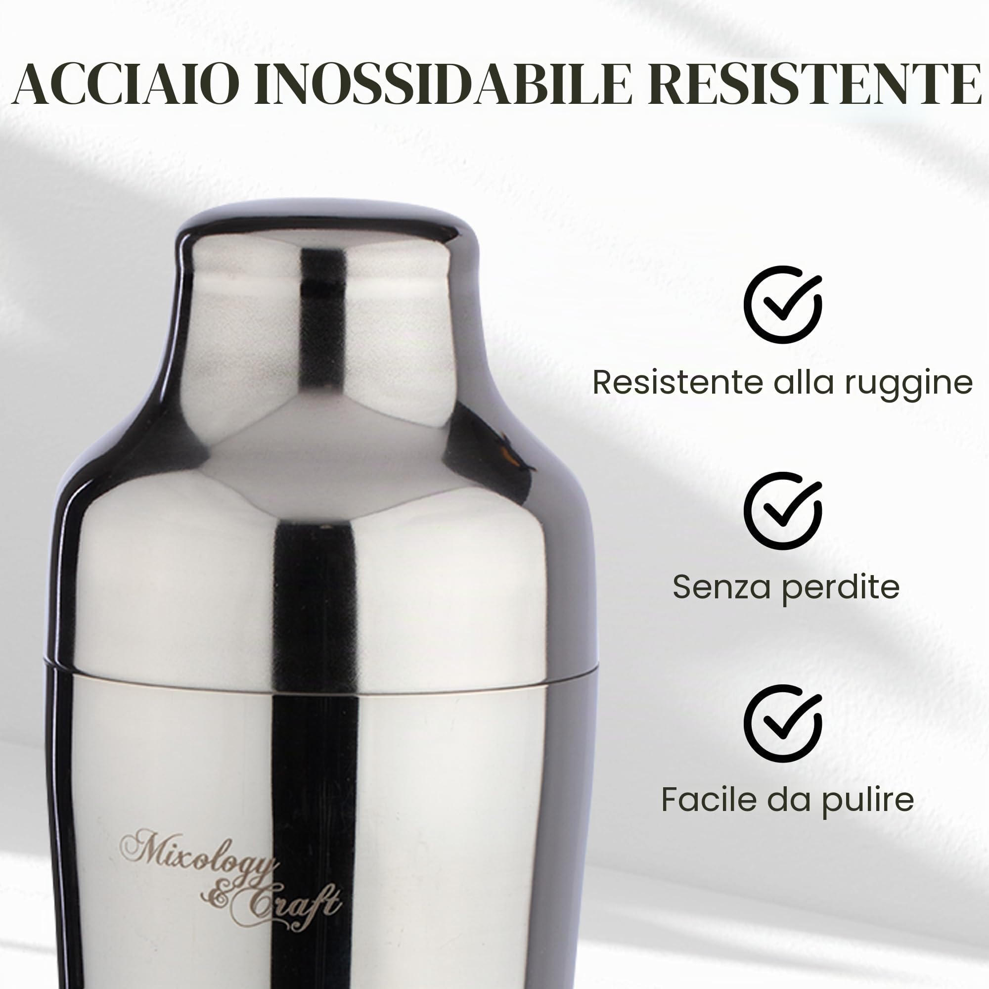 Mixology - Set shaker per cocktail, 10 pezzi, kit per la preparazione di cocktail, kit da barista in bambù con cucchiaio, shaker Boston, altri strumenti per mescolare bevande, Martini, Mocktail - Set