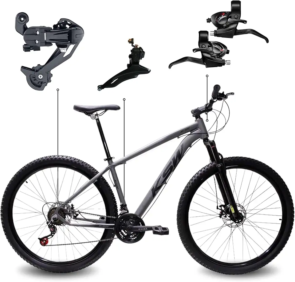 Bicicleta Aro 29 KSW XLT 21 Marchas Quadro Alumínio Freio a Disco Mecânico MTB