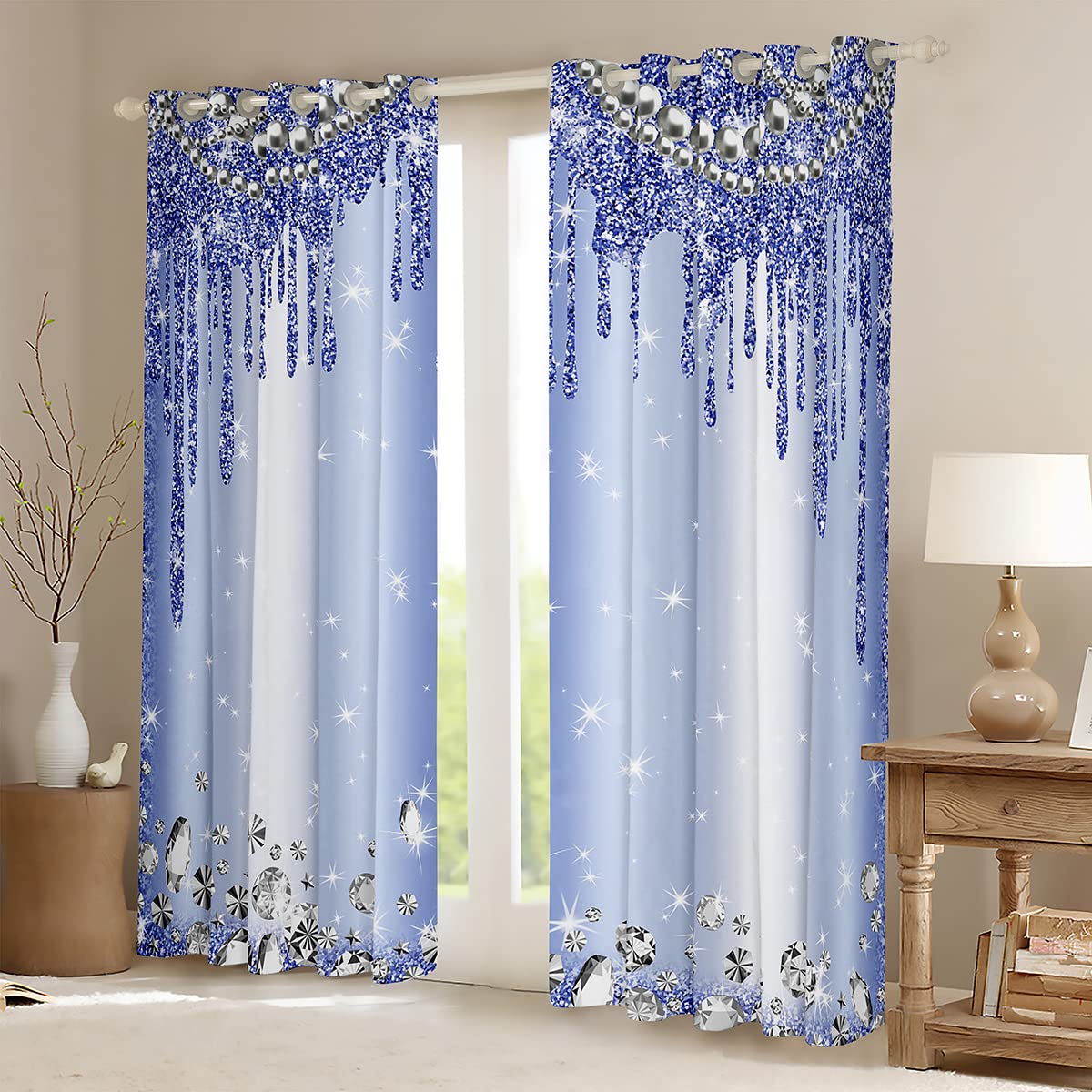 Jubilantex Butterfly Sheer Curtain Panels - White With Gold Print, 52x63 Inch, 2 Panels, Rod Pocket - View #9
