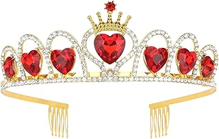 Red Crown Crystal Tiaras Queen Crowns for Women Girls Birthday Tiara Princess Crown Bridal Hair Accessories for Wedding Prom Party Cosplay