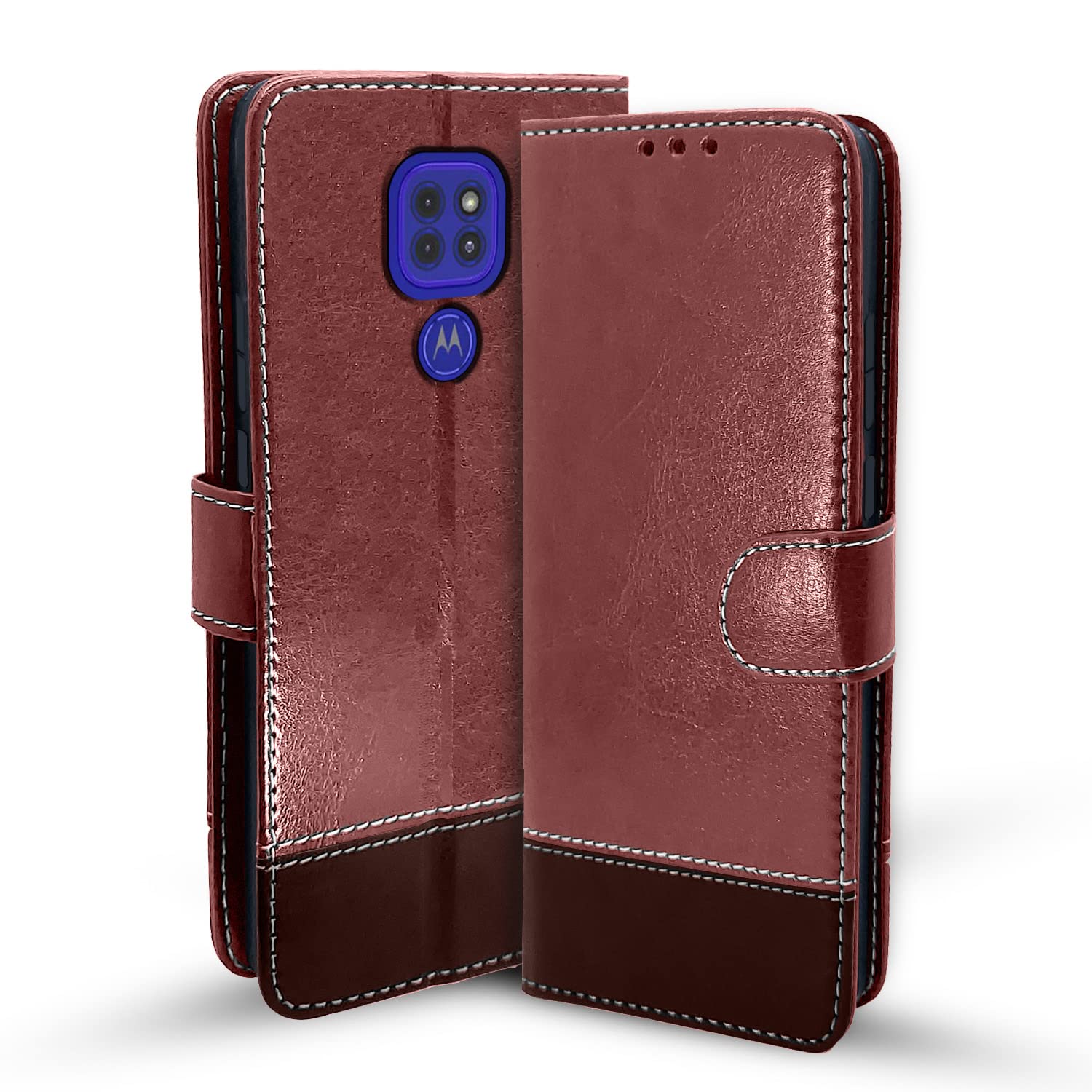 Pikkme Moto G9 Flip Cover | Dual-Tone PU Leather Finish | Wallet Style & Stand | Magnetic Flip Case for Moto G9 (Brown & Coffee) (B0B9NHZQVK) Amazon Price History, Amazon Price Tracker