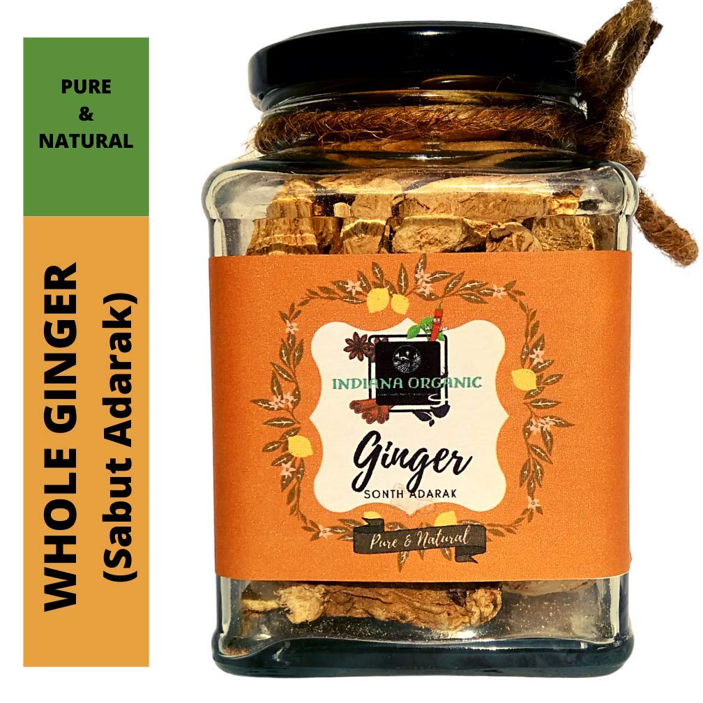 Indiana Organic Ginger Sonth Adarak, Whole dry ginger - 150 gram