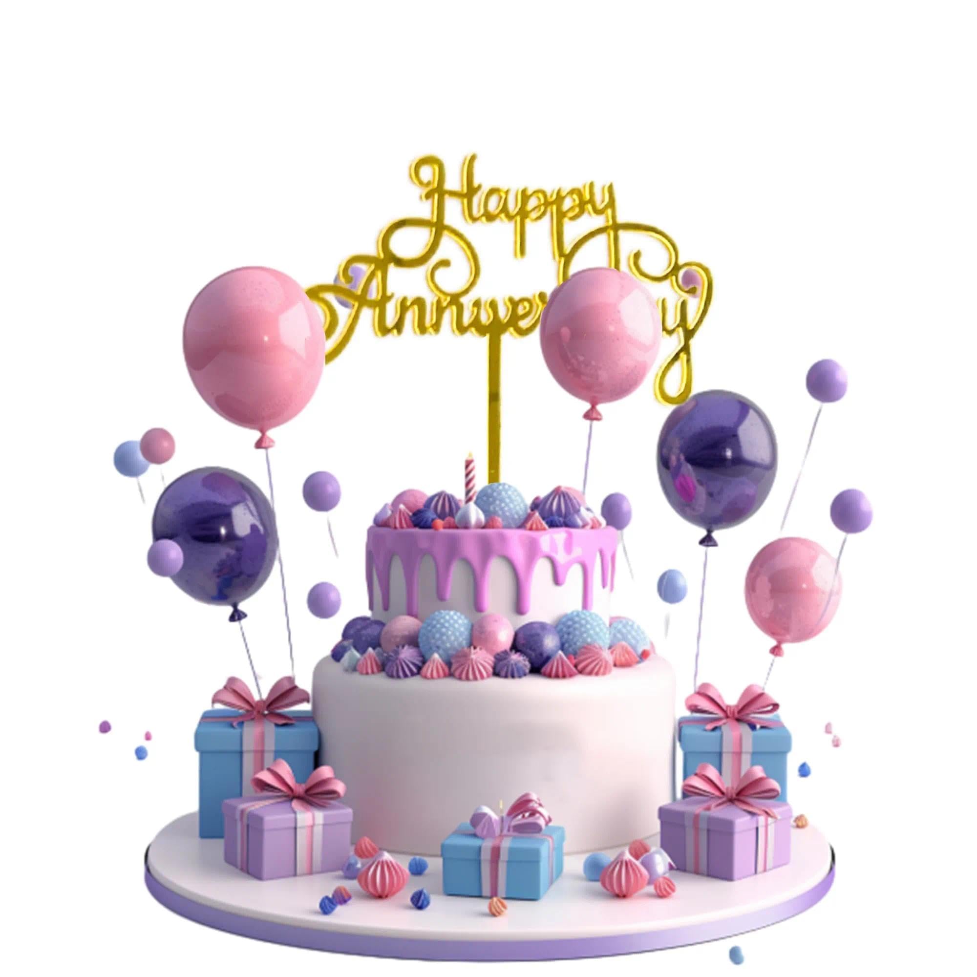 Happy Anniversary Cake Topper,Gold Acrylic Happy Anniversary Cake Toppers for Happy Anniversary Party Wedding Anniversary Supplies Party Cake Decor