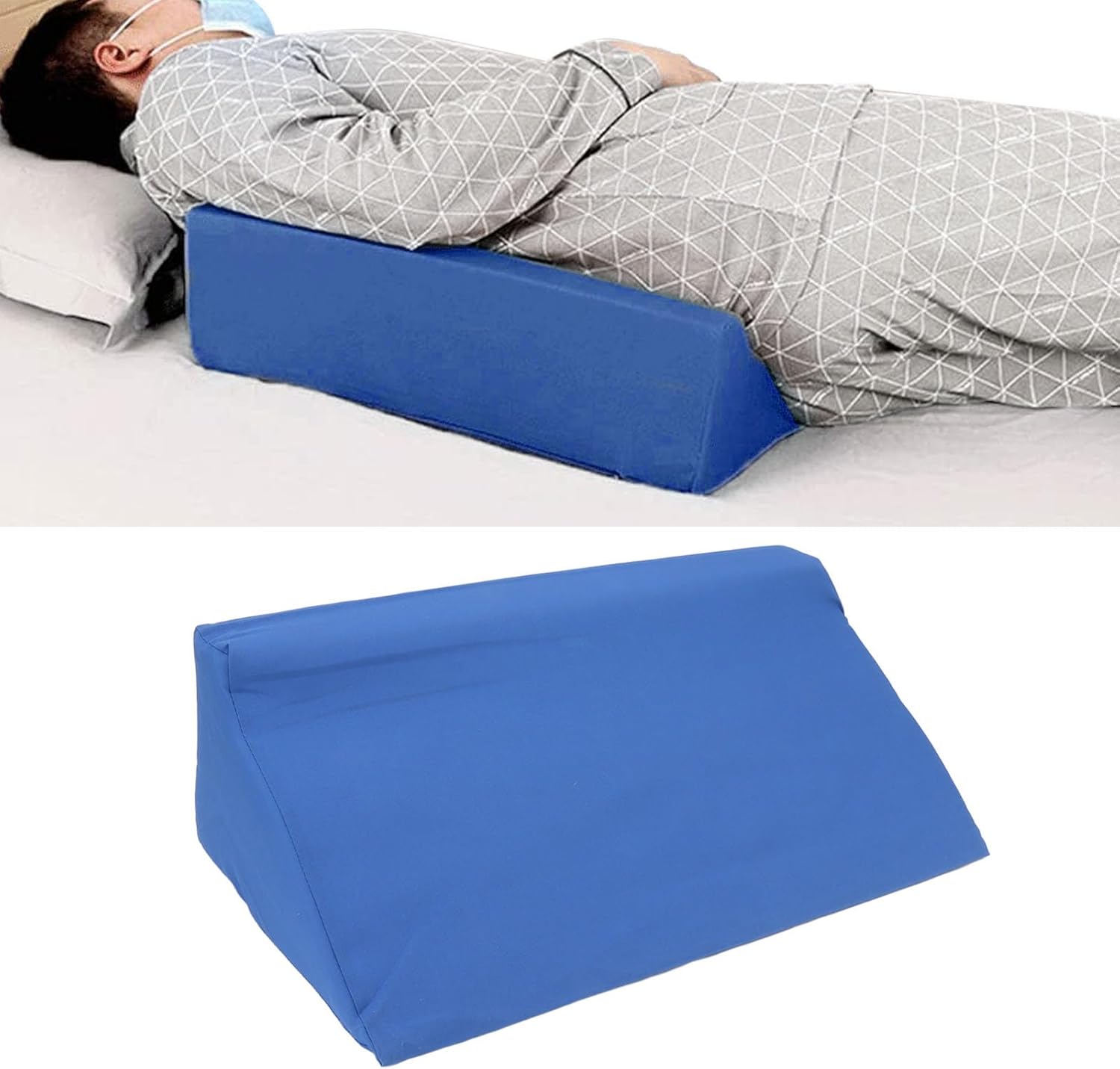 Wedge Pillow, Back Positioning Elevation Pillow Case, Eevated Body Alignment, Ankle Support Pillow Leg Bolster,PU Leather,Waterproof Incline Side Wedge Pillow for Adults Pregnancy Side(60x25x20cm)