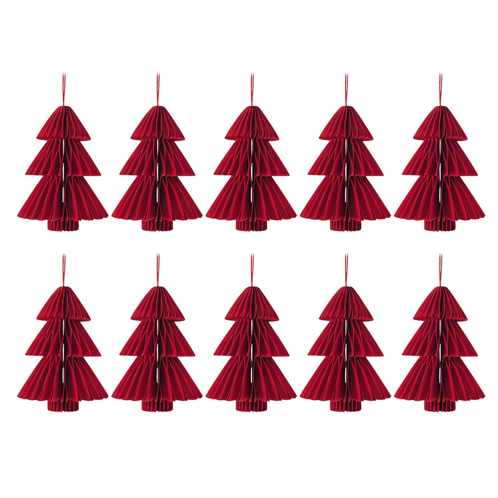yanwuwa 10Pcs Christmas Tree Pendant Decoration Foldable Paper Hangings Easy Install Festival Home Ornament for Indoor Hanging Tree Decoration