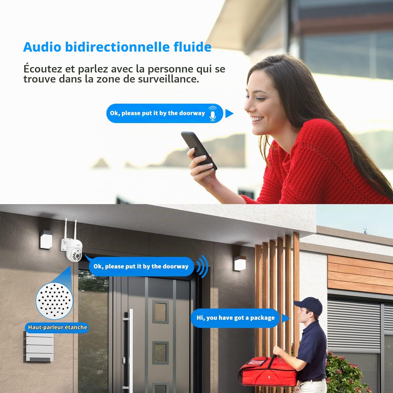 Hiseeu 5MP 3K Caméra de Surveillance WiFi Extérieure, PTZ Caméra IP Vision Nocturne Couleur Détection de Mouvements Humaine Suivi Automatique 355° 90° Audio Bidirectionnel Carte SD Étanche IP66