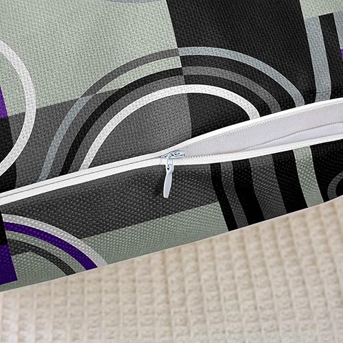 Miniatura 5 de Juego de 2 fundas de almohada con diseño de remolinos abstractos de 20 x 20 pulgadas, modernas, color morado, negro y gris, fundas de almohada
