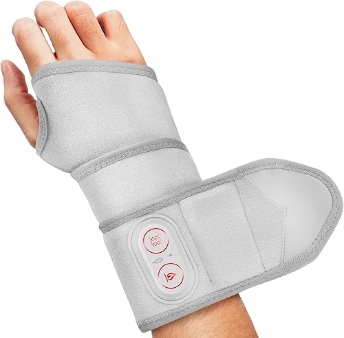 Miniatura 8 de Almohadilla térmica inalámbrica para muñeca y mano, masaje para aliviar el dolor, muñequera calentada recargable para túnel carpiano, terapia de luz