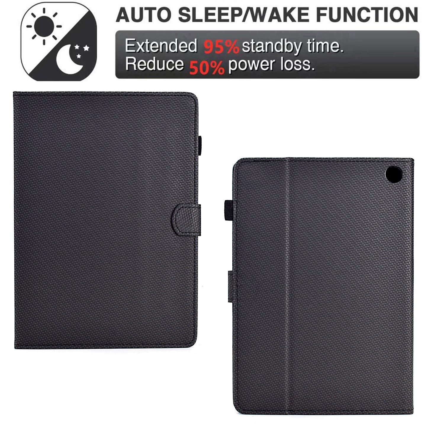 Do tabletu Kindle Fire HD 10 i Plus (13./11. generacja, wydanie 2023/2021),1-calowe etui Slim PU Leather z podpórką pod wieloma kątami pokrywą gniazda na karty Pełne ochronne(Noir)