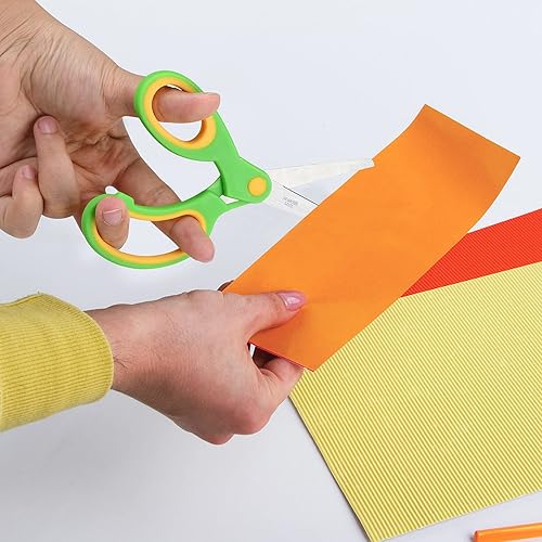 Miniatura 7 de Tijeras para zurdos para niños de 5.75 pulgadas, tijeras puntiagudas para estudiantes escolares y zurdos, romas, paquete de 2 (azul)