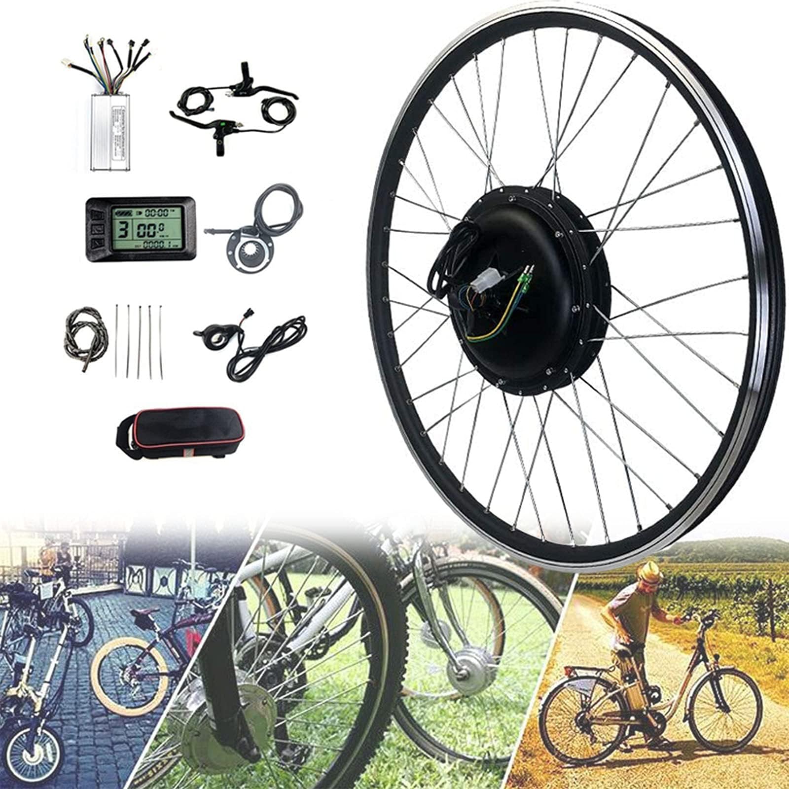20, 24, 26, 27.5, 28, 29, 700c Inch E-Bike Conversion Kit Electric Bike Conversion Kit Rear Wheel Freewheel Electric Bike Kit Ebike Electric Bikes Hub Motor with LCD Display Ebike,48V/1000W-28inch