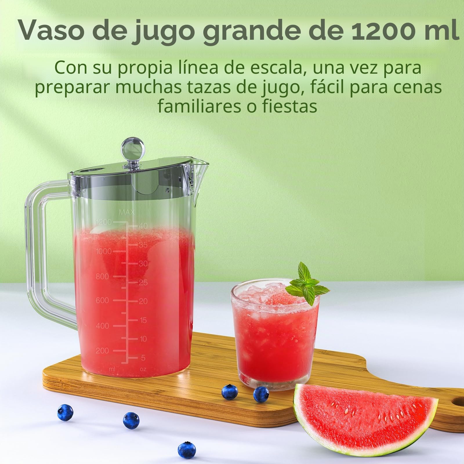 Extractor de zumo Vospeed, exprimidor de frutas y verduras de 1400 vatios con conducto de alimentación de boca ancha de 3,5 pulgadas con vaso de zumo de 1,2 litros, sin BPA, fácil de limpiar(negro)