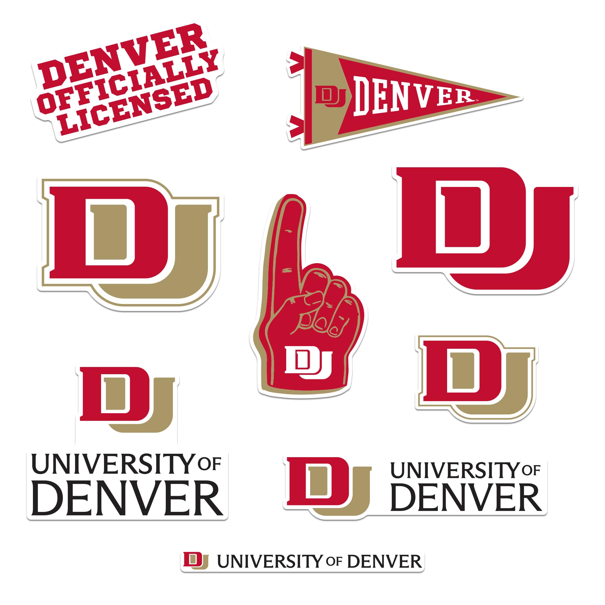 University of Denver 8ct Vinyl L Deluxe Stickers, Indoor/Outdoor, Set of 8