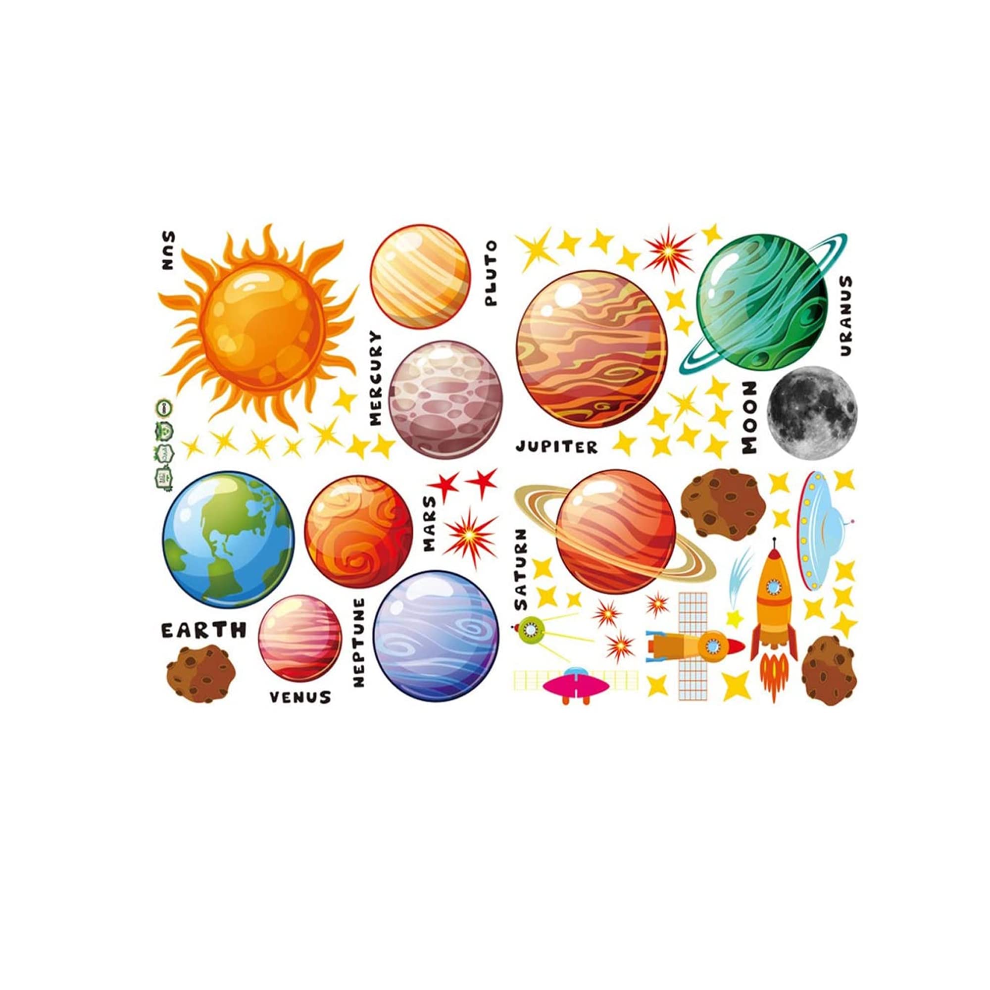Sulfar Planet Wall Decals | Peel and Stick Removable Solar System DIY Wall Stickers | Decoration for Kids Nursery, Bedroom, Living Room