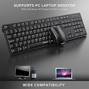 Clavier Sans Fil 2.4G Wireless Keyboard And Mouse Combo, E168 2.4GHz Ultra Thin Full-Sized Silent Wireless Keyboard Mouse Combo With Number Pad For Computer, Laptop Logitech Amazon