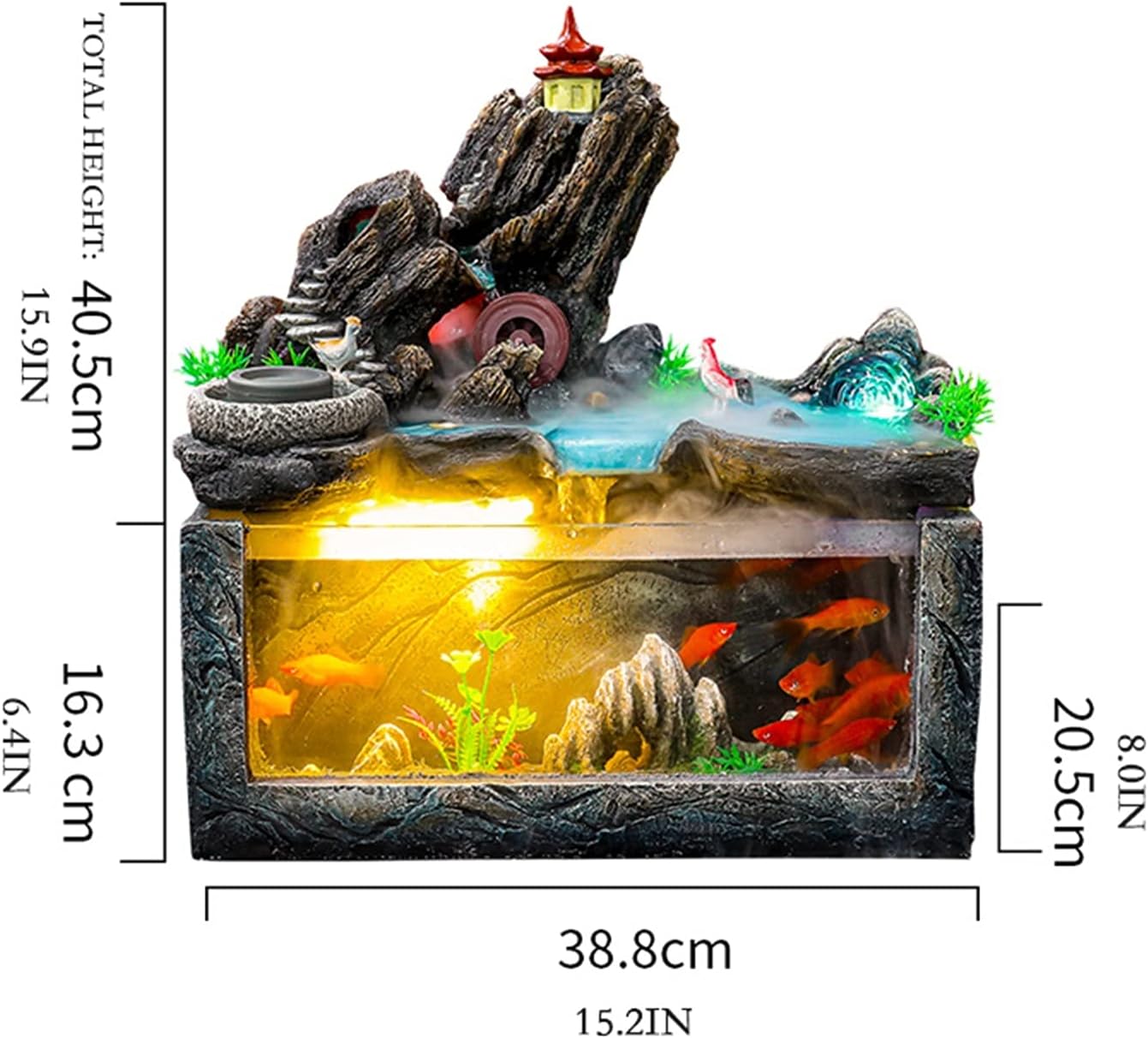 jinyi2016SHOP Desktop Fountain Tabletop Waterfall Fountain - Desktop Humidifier with Rockery Aquariums Indoor Fountain Ornaments for Office Home Decor Relaxation Indoor Tabletop Fountain