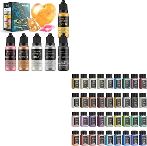 Ahorra un 15% en 6 colores de tinta de alcohol metálico y polvo de mica de 36 colores