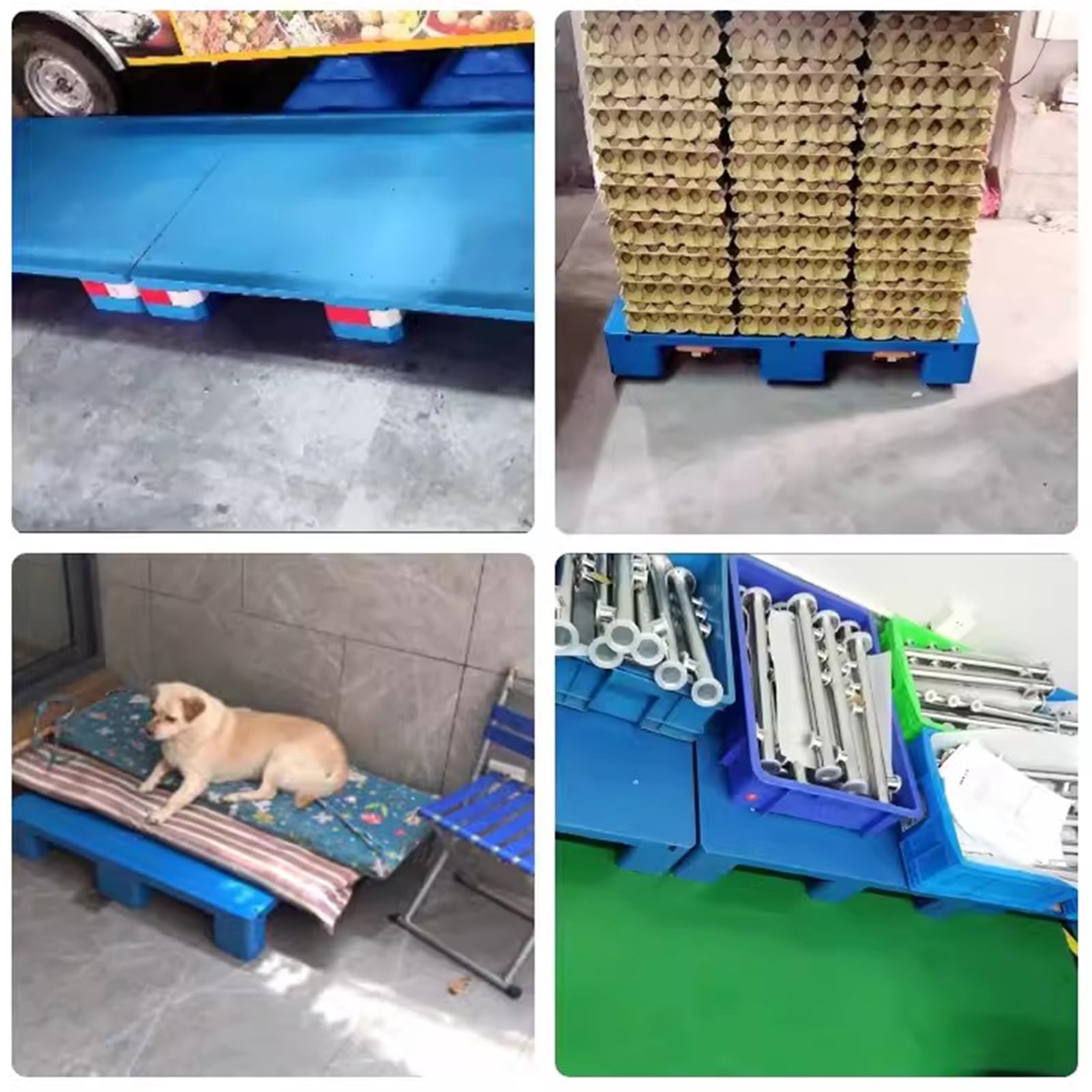 Pallet in plastica resistente, impermeabile, per uso esterno e interno, antiscivolo e resistente all'usura, per deposito Dunnage rack modulare per magazzini (blu, 50 cm x)