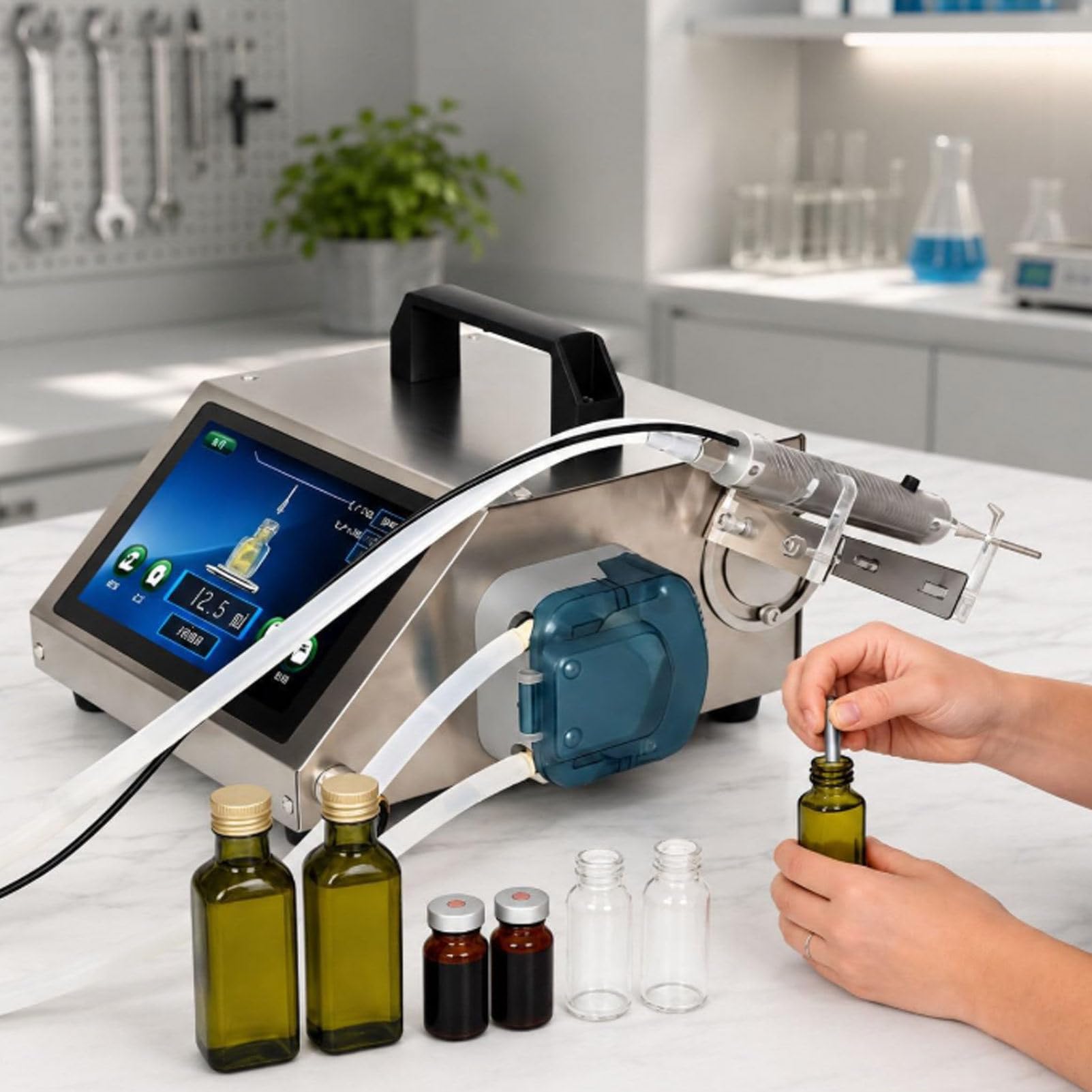 Máquina automática de llenado de líquidos y viales pequeños de 1 ml a 100 ml modelo 1370