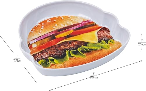Miniatura 3 de Mind Reader Juego de platos para servir hamburguesas, artículos esenciales de hosting, accesorio de cocina al aire libre, melamina, 7 pulgadas de