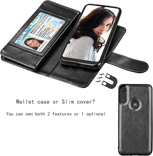 Miniatura 4 de Njjex Funda tipo cartera para Moto E 2020, para Motorola E 2020 de 6.2 pulgadas, 9 ranuras para tarjetas Funda de piel sintética de lujo para
