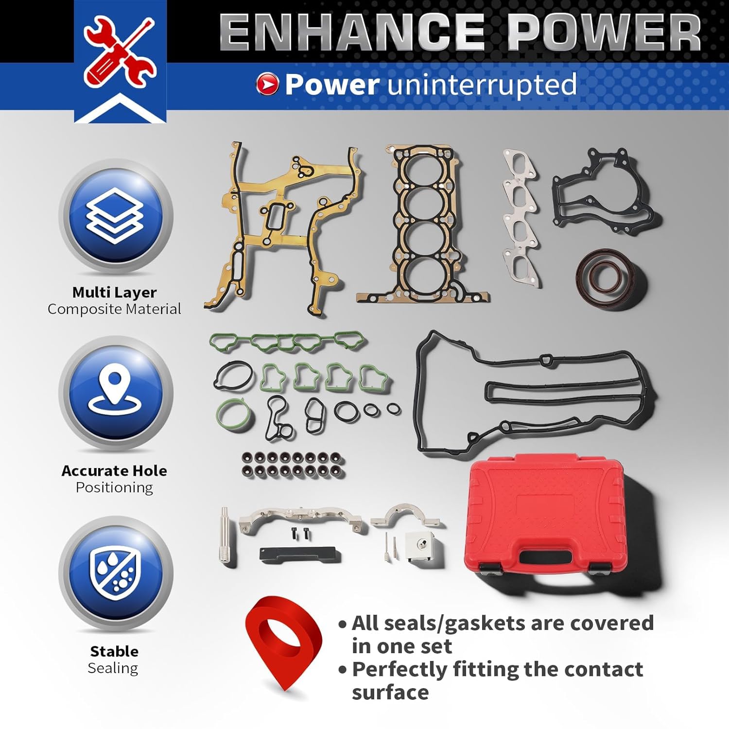 Engine Head Gasket Set & Turbo Engine Timing Tool Kit - Compatible with Cruze 1.4L Gas DOHC 2011-2015 Replace HS54898, HS26540PT-1