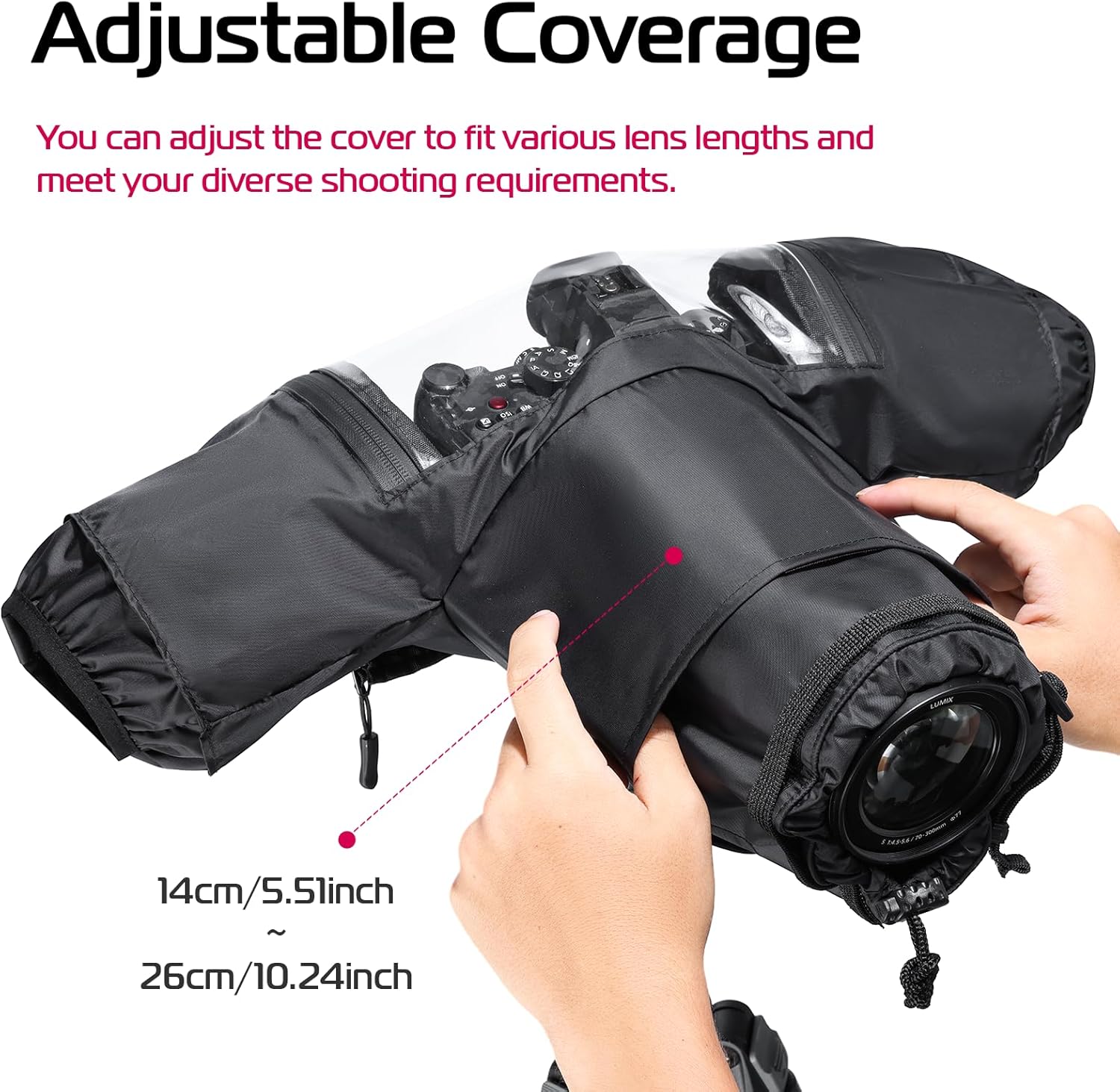 ULANZI RC01 Camera Rain Cover, Small Size Durable Nylon Raincoat Compatible with Canon Sony Nikon DSLR Mirrorless Vlog Camera & Lenses Within 260mm, with Sleeves, Drawstrings, Viewing Window