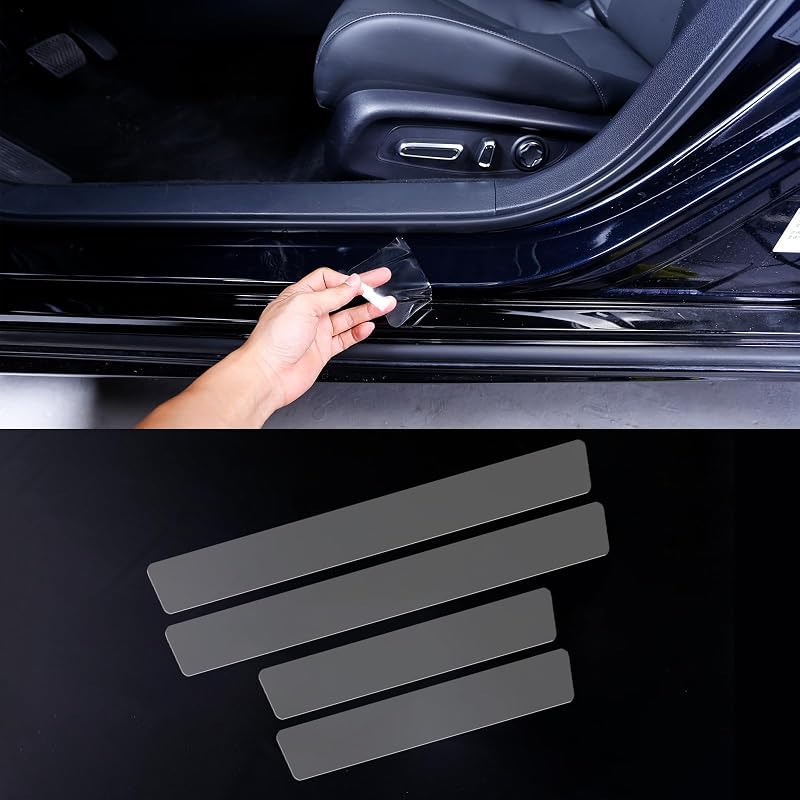 Protetor de Soleira Automotivo em TPU Transparente Kopoiou, Filme de Proteção para Entrada das Portas, Dianteiro 60 × 7 cm e Traseiro 40 × 7 cm, Kit com 4 peças